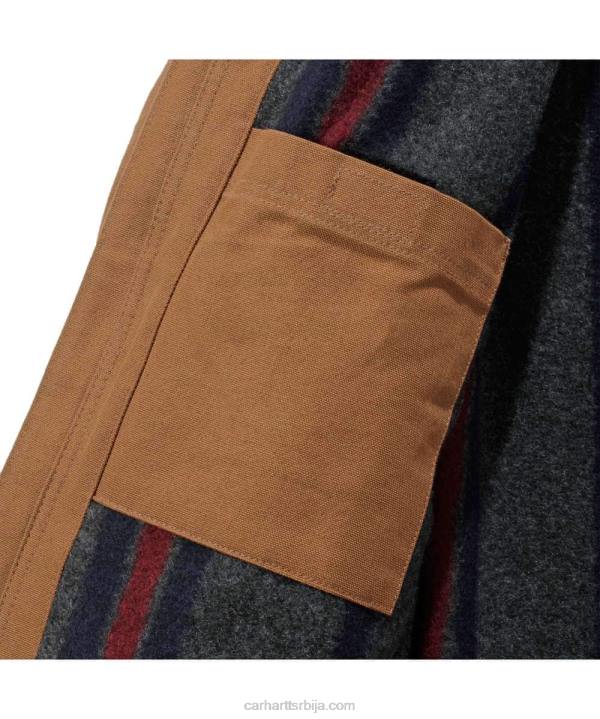 4042L17 Carhartt црн опуштена детроит јакна обложена детроитским ћебетом мушкарци