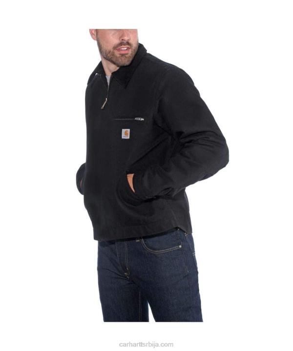 4042L17 Carhartt црн опуштена детроит јакна обложена детроитским ћебетом мушкарци