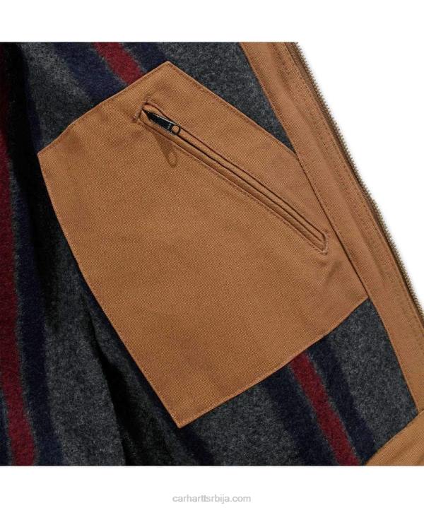 4042L17 Carhartt црн опуштена детроит јакна обложена детроитским ћебетом мушкарци