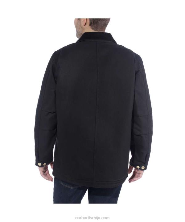 4042L19 Carhartt црн лабави капут од чврсте патке подстављене деком мушкарци