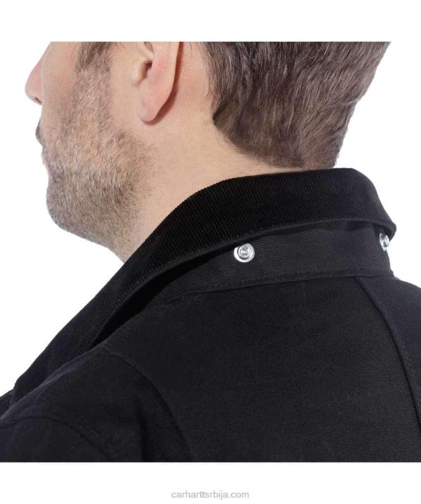 4042L19 Carhartt црн лабави капут од чврсте патке подстављене деком мушкарци