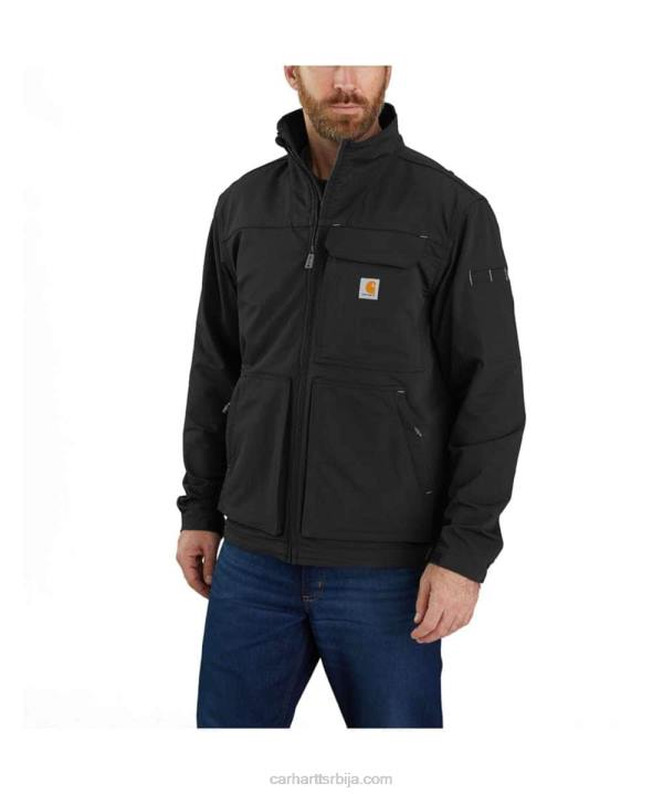 4042L23 Carhartt црн супер дук опуштена лагана лажна јакна са вратом мушкарци