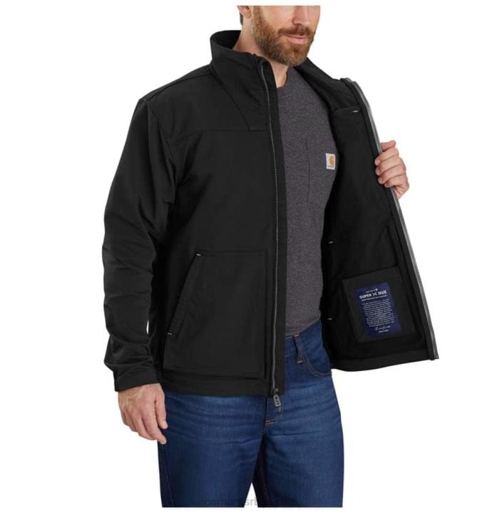 4042L23 Carhartt црн супер дук опуштена лагана лажна јакна са вратом мушкарци