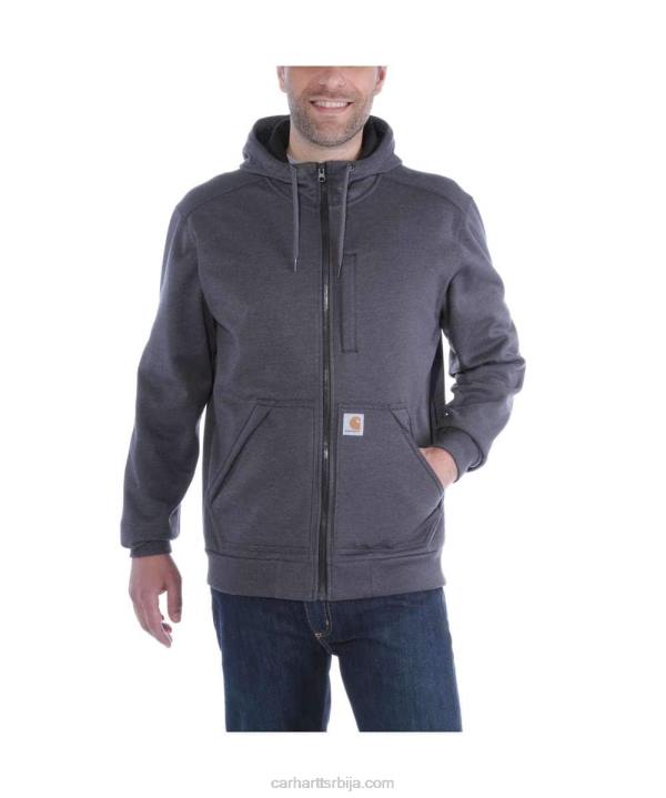 4042L27 Carhartt црн винд фигхтер опуштена дуксерица средње тежине са пуним патентним затварачем мушкарци