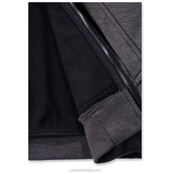 4042L27 Carhartt црн винд фигхтер опуштена дуксерица средње тежине са пуним патентним затварачем мушкарци