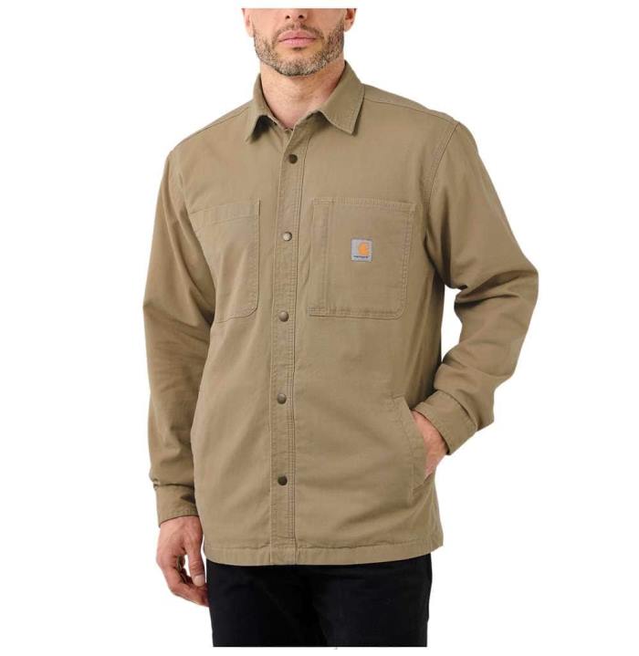 4042L28 Carhartt црн робусна флекс кошуља опуштеног кроја са платненом поставом на укопчавање предње стране јац мушкарци