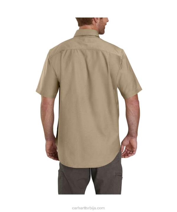 4042L113 Carhartt тамни каки робусна флек ригби радна кошуља кратких рукава мушкарци