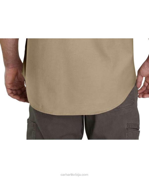 4042L113 Carhartt тамни каки робусна флек ригби радна кошуља кратких рукава мушкарци