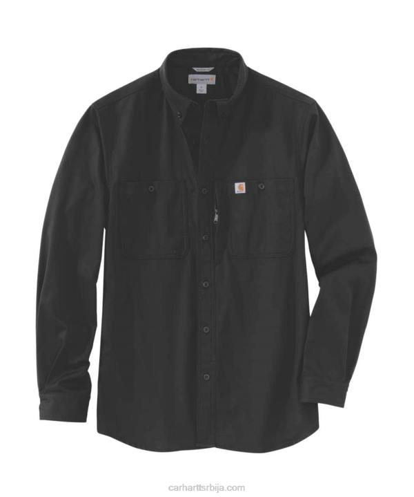 4042L114 Carhartt црн робусна професионална серија опуштеног кроја платнена радна кошуља дугих рукава мушкарци