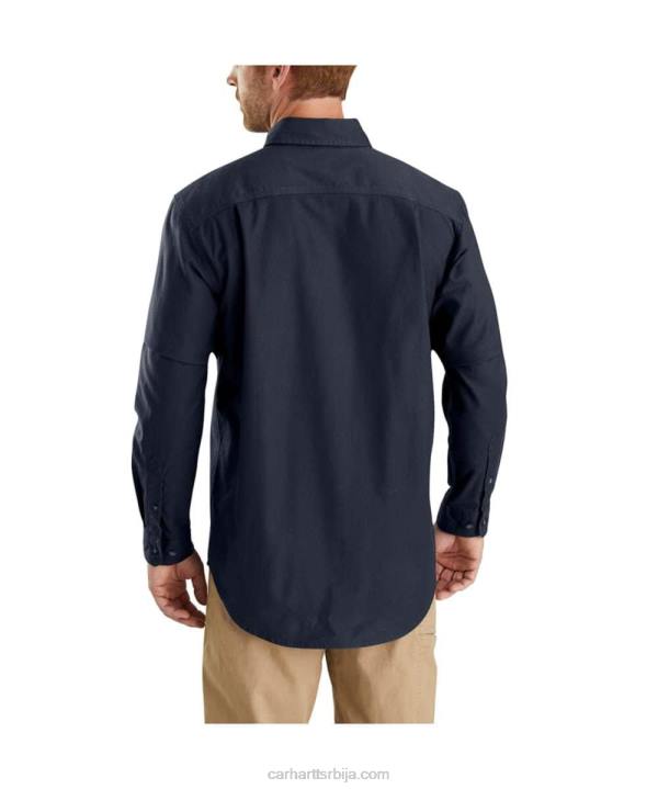 4042L115 Carhartt тамни каки робусна, флек опуштена платнена кошуља дугих рукава средње тежине мушкарци