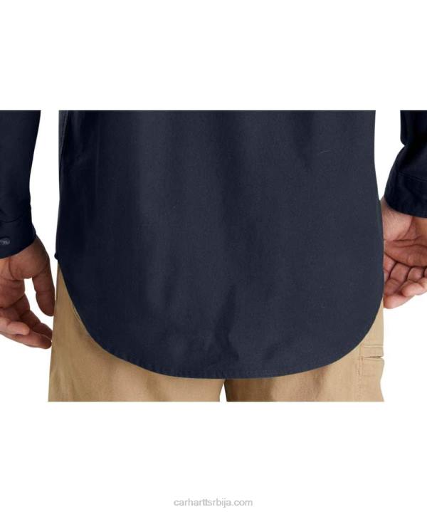 4042L115 Carhartt тамни каки робусна, флек опуштена платнена кошуља дугих рукава средње тежине мушкарци