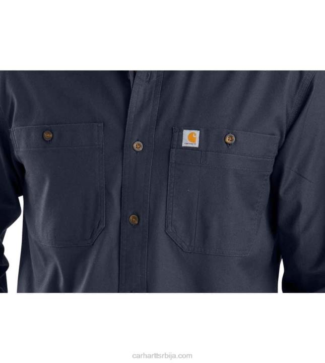 4042L115 Carhartt тамни каки робусна, флек опуштена платнена кошуља дугих рукава средње тежине мушкарци