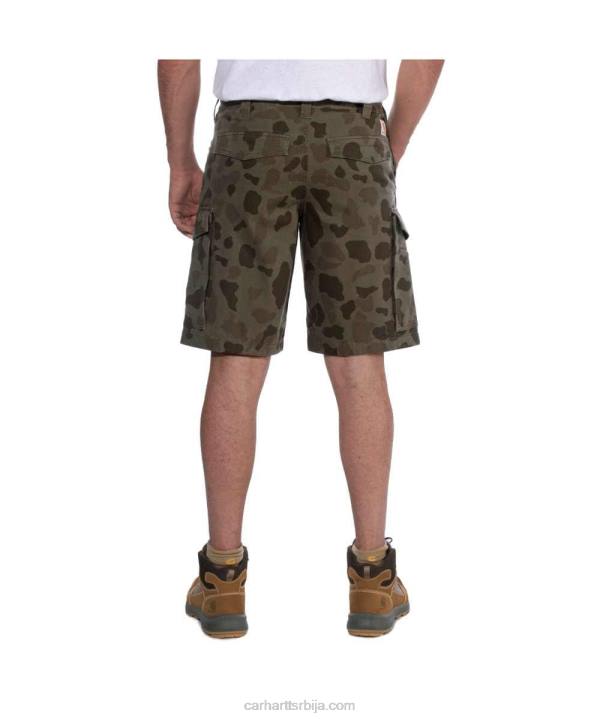 4042L149 Carhartt тамни каки храпав флекс опуштено пристајање платнени теретни рад кратки мушкарци