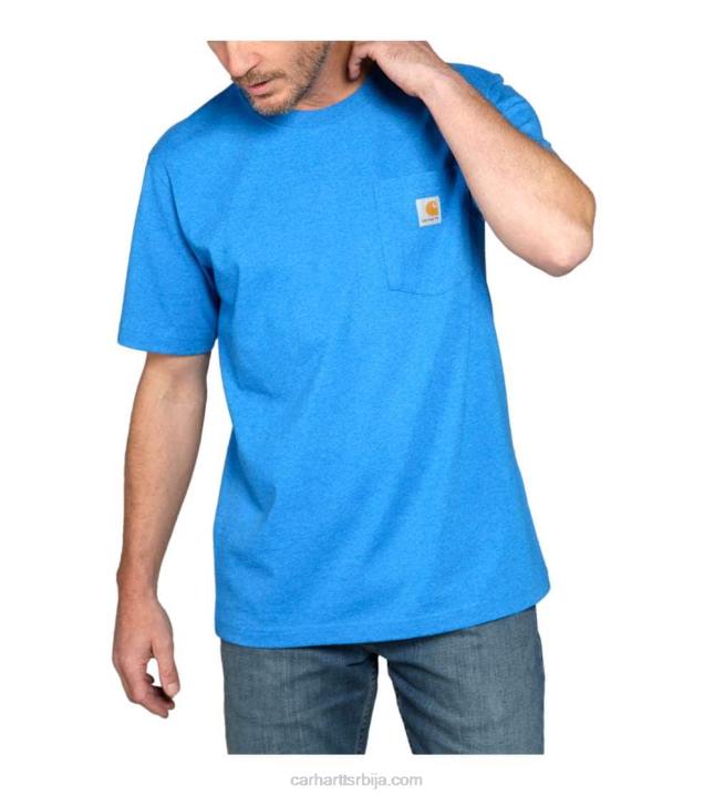 4042L116 Carhartt алпски плави вријесак тешка мајица кратких рукава к87 опуштеног кроја мушкарци