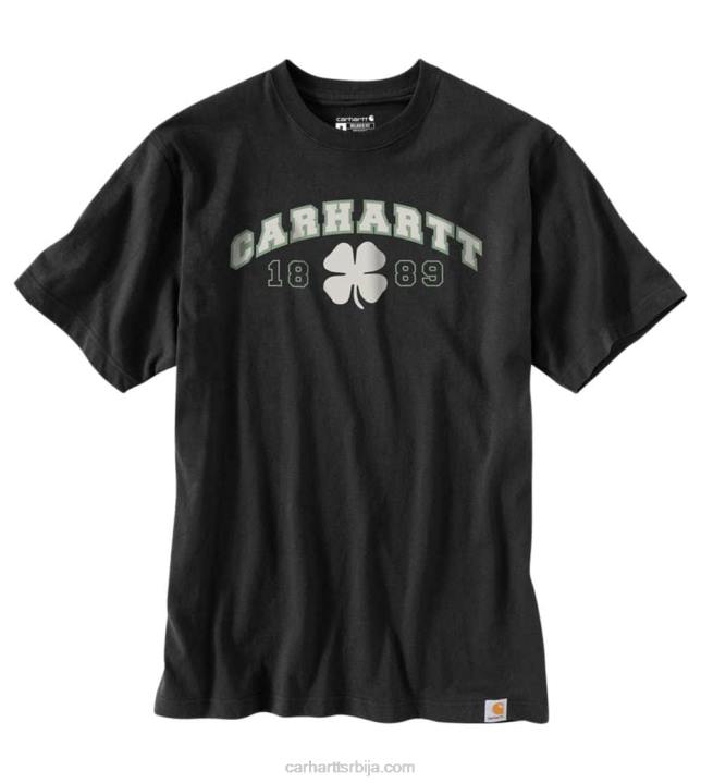 4042L117 Carhartt црн опуштена тешка мајица кратких рукава од дјетелине мушкарци