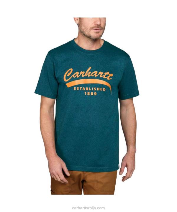 4042L118 Carhartt црн опуштена тешка мајица кратких рукава са графиком мушкарци