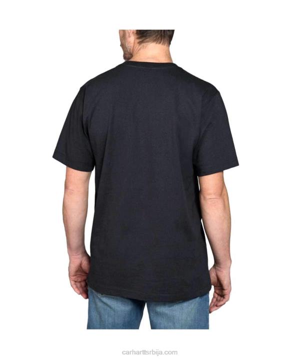 4042L118 Carhartt црн опуштена тешка мајица кратких рукава са графиком мушкарци