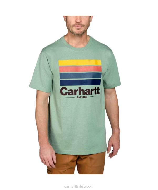 4042L120 Carhartt јаде хеатхер тешка мајица кратких рукава са графиком опуштеног кроја мушкарци