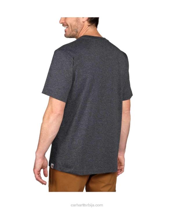 4042L122 Carhartt угљенични вријесак Тешка мајица кратких рукава са логотипом опуштеног кроја мушкарци