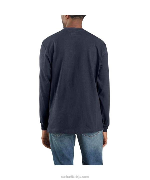 4042L123 Carhartt црн широка тешка мајица дугих рукава са џепом мушкарци