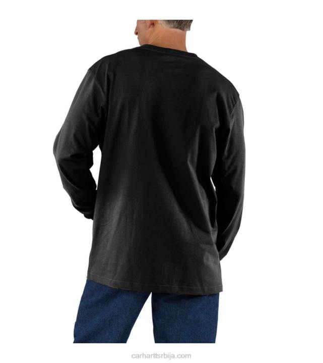 4042L123 Carhartt црн широка тешка мајица дугих рукава са џепом мушкарци