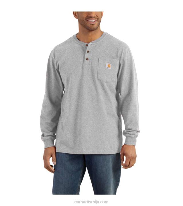 4042L126 Carhartt црн широка тешка хели мајица дугих рукава у џепу мушкарци