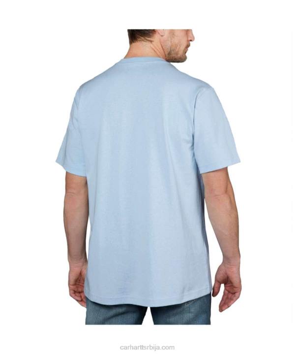 4042L127 Carhartt алпски плави вријесак Тешка мајица кратких рукава са логотипом опуштеног кроја мушкарци