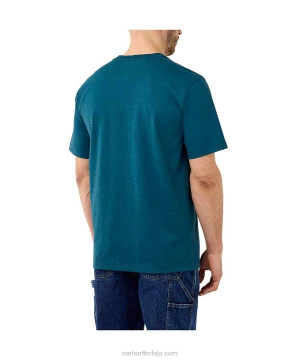 4042L127 Carhartt алпски плави вријесак Тешка мајица кратких рукава са логотипом опуштеног кроја мушкарци