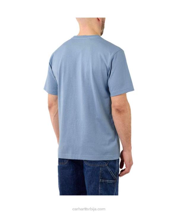 4042L127 Carhartt алпски плави вријесак Тешка мајица кратких рукава са логотипом опуштеног кроја мушкарци