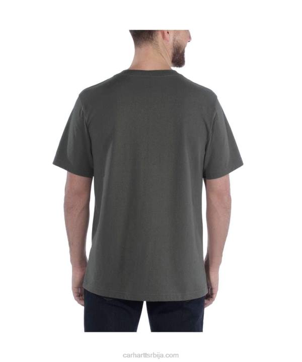 4042L127 Carhartt алпски плави вријесак Тешка мајица кратких рукава са логотипом опуштеног кроја мушкарци