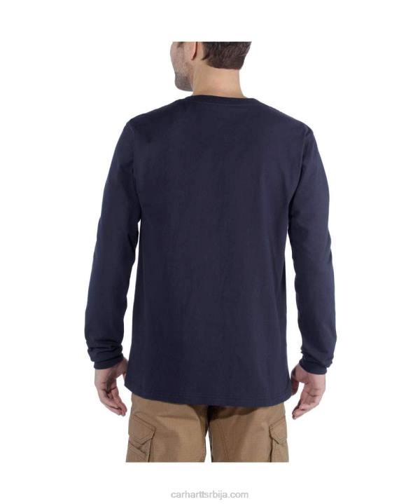 4042L128 Carhartt црн опуштена тешка мајица дугих рукава са графичким логотипом мушкарци