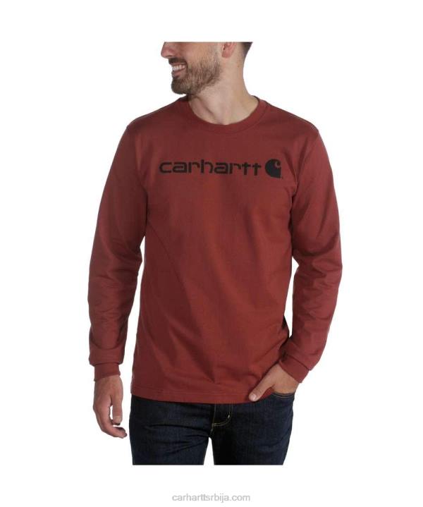 4042L128 Carhartt црн опуштена тешка мајица дугих рукава са графичким логотипом мушкарци