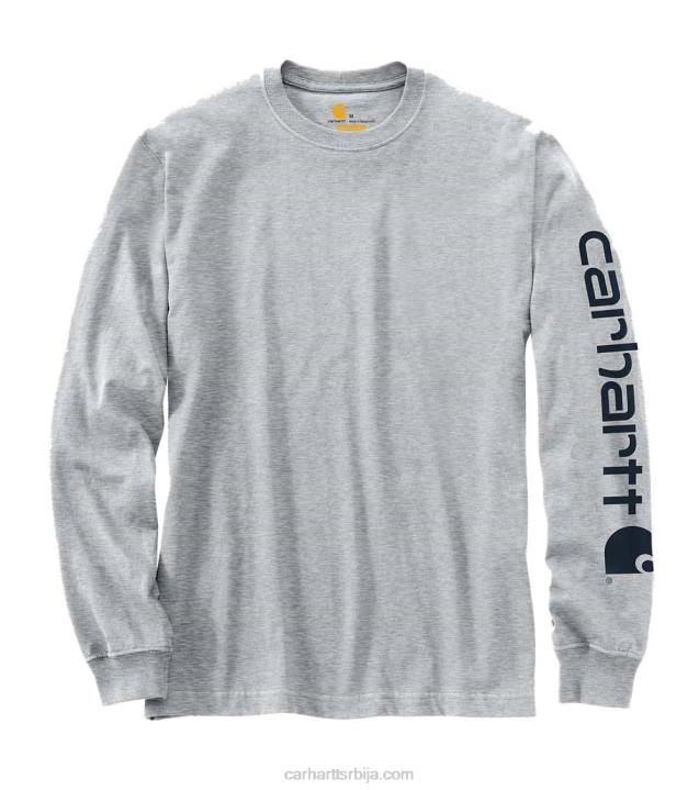 4042L130 Carhartt црн опуштена тешка мајица дугих рукава са логотипом и графичким рукавима мушкарци