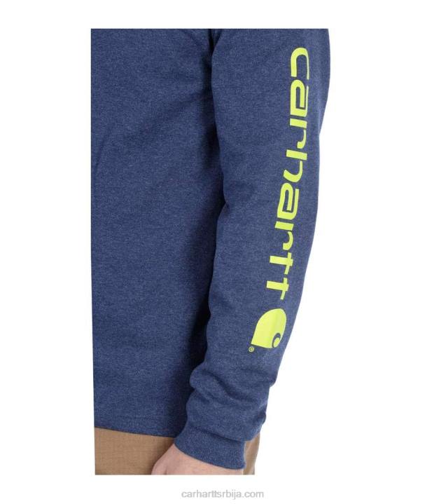 4042L130 Carhartt црн опуштена тешка мајица дугих рукава са логотипом и графичким рукавима мушкарци