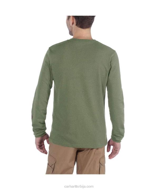 4042L130 Carhartt црн опуштена тешка мајица дугих рукава са логотипом и графичким рукавима мушкарци