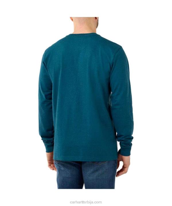 4042L130 Carhartt црн опуштена тешка мајица дугих рукава са логотипом и графичким рукавима мушкарци