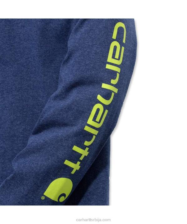 4042L130 Carhartt црн опуштена тешка мајица дугих рукава са логотипом и графичким рукавима мушкарци