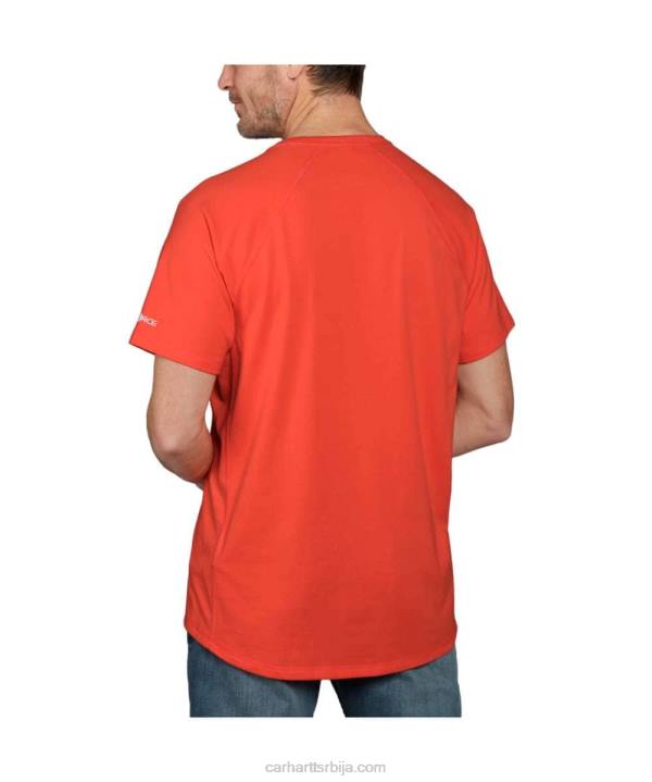 4042L133 Carhartt азурно плава јака мајица са графичким логотипом и кратким рукавима средње тежине опуштеног кроја мушкарци