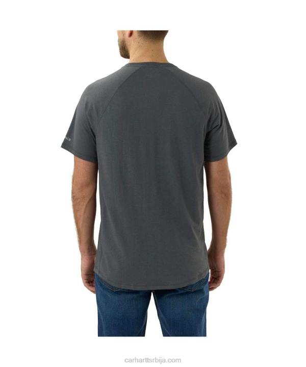 4042L133 Carhartt азурно плава јака мајица са графичким логотипом и кратким рукавима средње тежине опуштеног кроја мушкарци