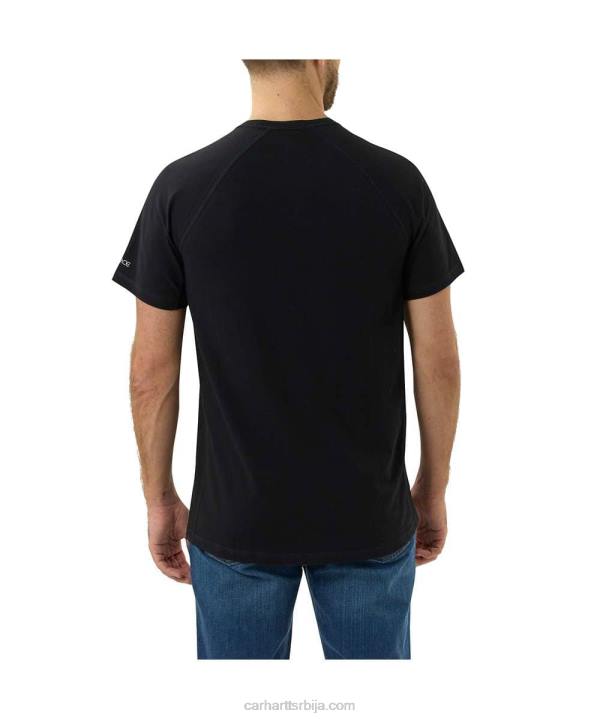 4042L133 Carhartt азурно плава јака мајица са графичким логотипом и кратким рукавима средње тежине опуштеног кроја мушкарци