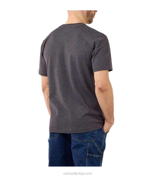 4042L134 Carhartt угљенични вријесак Тешка мајица кратких рукава са логотипом опуштеног кроја мушкарци