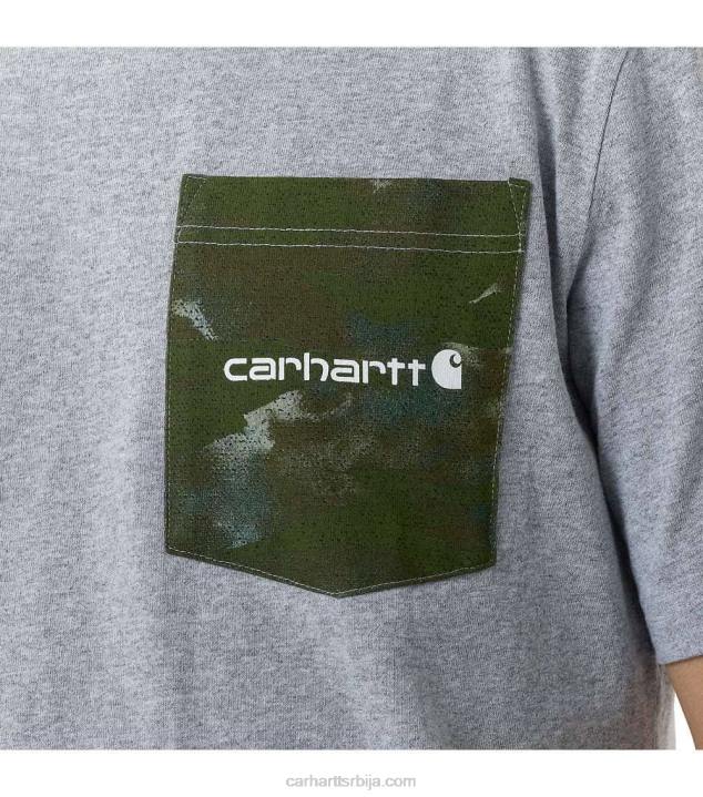 4042L135 Carhartt вријесак сиви тешка мајица кратких рукава с кратким рукавима опуштеног кроја са графичким дизајном мушкарци