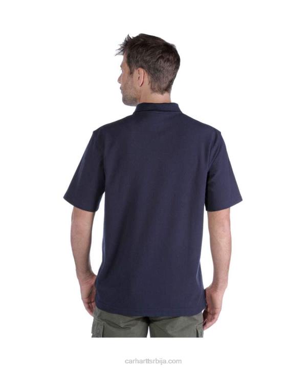 4042L137 Carhartt црн широки џепни поло кратких рукава средње тежине мушкарци