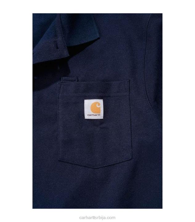 4042L137 Carhartt црн широки џепни поло кратких рукава средње тежине мушкарци