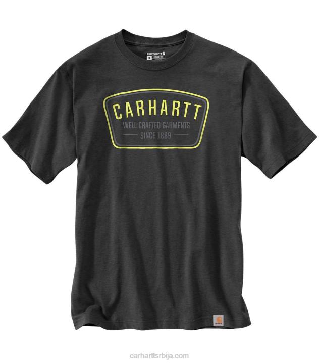 4042L139 Carhartt угљенични вријесак опуштена тешка мајица кратких рукава са графичким дизајном мушкарци