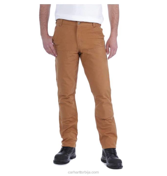 4042L52 Carhartt црн робусне флексибилне радне панталоне равног кроја са дуплим предњим делом мушкарци