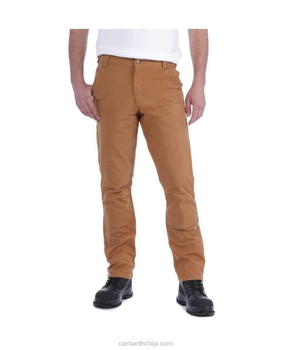 4042L52 Carhartt црн робусне флексибилне радне панталоне равног кроја са дуплим предњим делом мушкарци