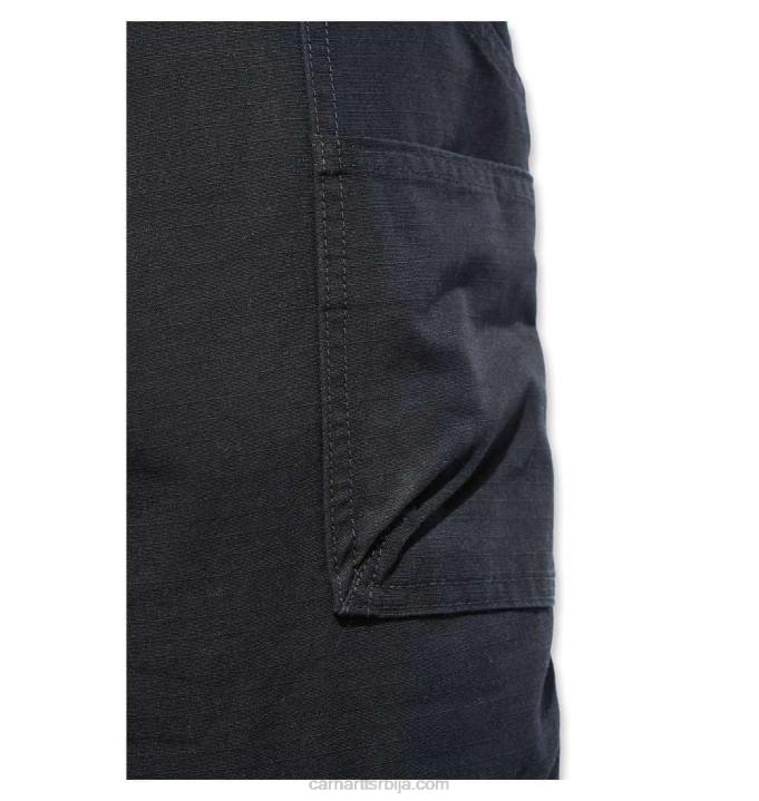 4042L57 Carhartt црн челичне робусне флекс опуштене радне панталоне са дуплим предњим делом мушкарци