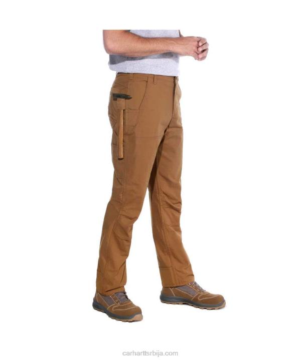 4042L57 Carhartt црн челичне робусне флекс опуштене радне панталоне са дуплим предњим делом мушкарци