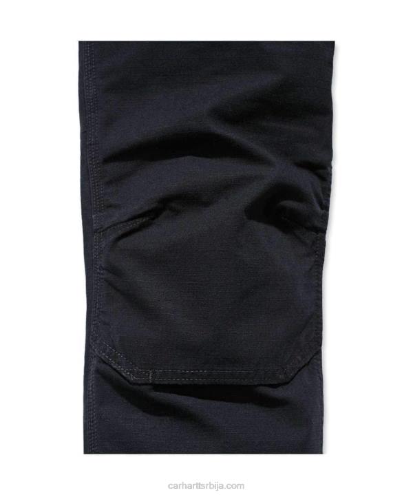 4042L57 Carhartt црн челичне робусне флекс опуштене радне панталоне са дуплим предњим делом мушкарци